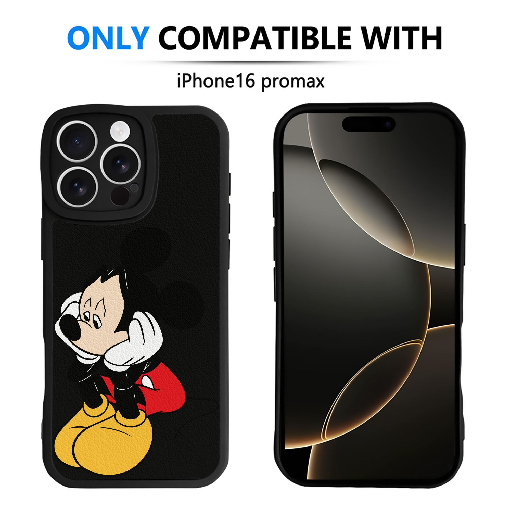 （画像用） ミッキーマウス Mickey Mouse 【iPhone 16シリーズ対応】シリコンスマホケース（レザー調） 材質：シリコン